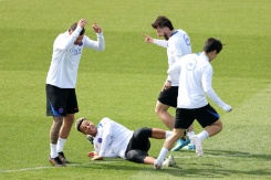 Les Parisiens lors de l'entraînement de veille de match  au Campus PSG de Poissy, le 27 avril 2026 en vue du choc contre le Bayern Munich - © AFP - FRANCK FIFE
