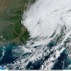 Image satellite de l'Agence américaine d'observation océanique et atmosphérique montrant la tempête Isaias s'abattre sur le sud des Etats-Unis, le 10 octobre 2026 - © NOAA/GOES/AFP - Handout Image satellite de l'Agence américaine d'observation océanique et atmosphérique montrant la tempête Isaias s'abattre sur le sud des Etats-Unis, le 10 octobre 2026 - © NOAA/GOES/AFP - Handout