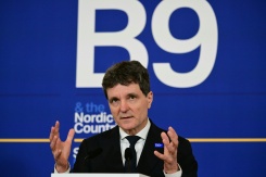 Le président roumain Nicusor Dan à Bucarest le 13 mai 2026 - © AFP - Daniel MIHAILESCU Le président roumain Nicusor Dan à Bucarest le 13 mai 2026 - © AFP - Daniel MIHAILESCU