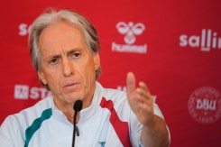 Le sélectionneur du Portugal Jorge Jesus, en conférence de presse, le 30 septembre 2026 à Helsingor au Danemark - © Ritzau Scanpix/AFP - Liselotte Sabroe Le sélectionneur du Portugal Jorge Jesus, en conférence de presse, le 30 septembre 2026 à Helsingor au Danemark - © Ritzau Scanpix/AFP - Liselotte Sabroe