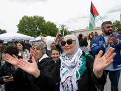 Des spectateurs assistent au concert alternatif à l'Eurovision donné à Vienne, en Autriche, en faveur de la Palestine, le 15 mai 2026. - © AFP - Joe Klamar