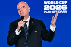 Le président de la Fifa, Gianni Infantino, lors du tirage au sort des barrages de la Coupe du monde 2026, à Zurich, le 20 novembre 2025 - © AFP/Archives - Fabrice COFFRINI Le président de la Fifa, Gianni Infantino, lors du tirage au sort des barrages de la Coupe du monde 2026, à Zurich, le 20 novembre 2025 - © AFP/Archives - Fabrice COFFRINI